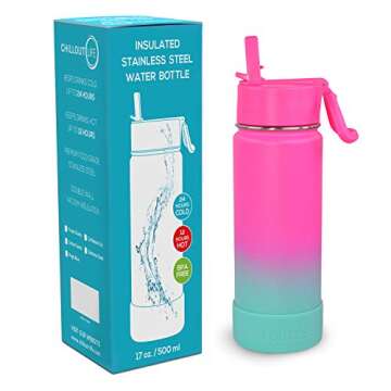 Cute CHILLOUT LIFE Kids Insulated Water Bottle with Straw & Stickers