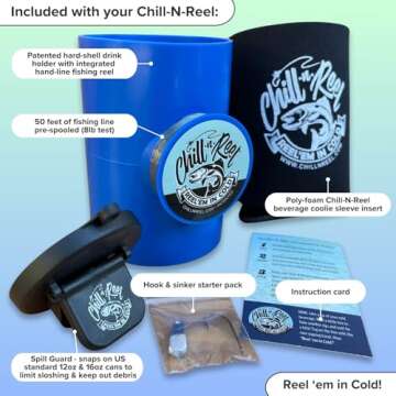 Chill-N-Reel Fishing Can Cooler (from Shark Tank) | Fishing Gifts for Men & Gifts for Dad Who Wants ...