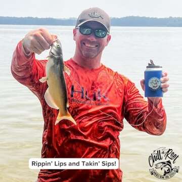 Chill-N-Reel Fishing Can Cooler (from Shark Tank) | Fishing Gifts for Men & Gifts for Dad Who Wants Nothing | Blue with Spill Guard