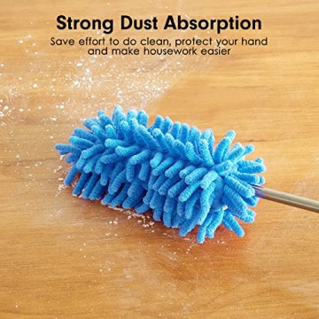 Tukuos Microfiber Duster with Extendable Pole and Washable Heads