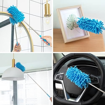 Tukuos Microfiber Duster with Extendable Pole and Washable Heads