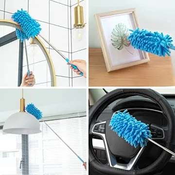 Tukuos Microfiber Duster with Extendable Pole and Washable Heads