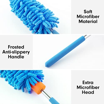Tukuos Microfiber Duster with Extendable Pole and Washable Heads