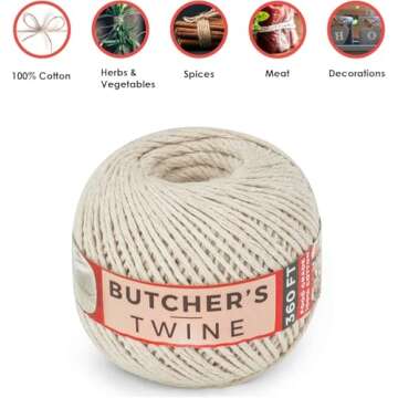 SteadMax 720 ft Butchers Twine String for Cooking, Wrapping, Unbleached 100% Natural Cotton Kitchen ...