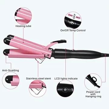 TOP4EVER 3 Barrel Curling Iron for Effortless Hair Waves