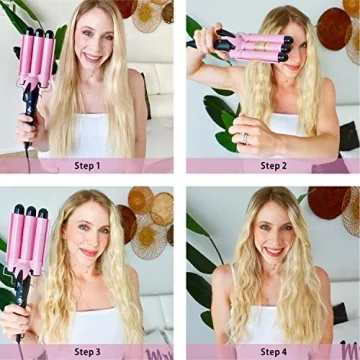 TOP4EVER 3 Barrel Curling Iron for Effortless Hair Waves