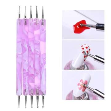 Kalolary 13PCS Uv Gel Nail Brush, Nail Art Tips Builder Brush Poly Extension Gel Brush Nail Painting Brush Nail Art Dust Remover Brushes Powder for Nail Salon Home Use Gift for Women Girl(Purple)