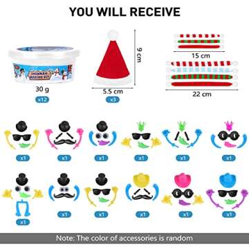 Aneco 12 Pieces 360g Christmas Snowman Clay DIY Kit Snowman DIY Craft Foam Putty Toys Air Dry Clay S...