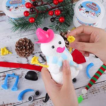 Aneco 12 Pieces 360g Christmas Snowman Clay DIY Kit Snowman DIY Craft Foam Putty Toys Air Dry Clay Snowman Christmas Decorations for Home Holiday Gifts Supplies