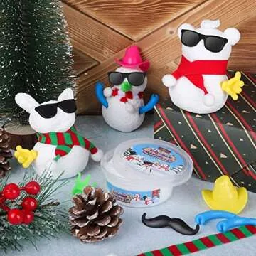 Aneco 12 Pieces 360g Christmas Snowman Clay DIY Kit Snowman DIY Craft Foam Putty Toys Air Dry Clay Snowman Christmas Decorations for Home Holiday Gifts Supplies