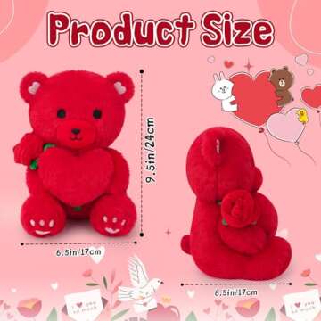 Leokawin Teddy Bear Stuffed Animal,Valentines Stuffed Animal,Cute Valentines Day Plush Teddy Bears with Love Heart,Rose Bear Valentine's Day Decorations,Valentines Gifts for Kids Boyfriend Girlfriend
