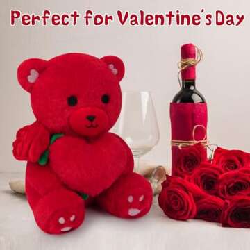 Leokawin Teddy Bear Stuffed Animal,Valentines Stuffed Animal,Cute Valentines Day Plush Teddy Bears with Love Heart,Rose Bear Valentine's Day Decorations,Valentines Gifts for Kids Boyfriend Girlfriend