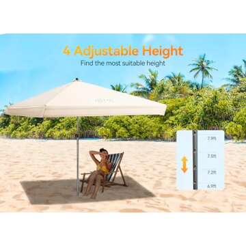 Vibemo Beach Cabana with Side Wall and Adjustable Heights