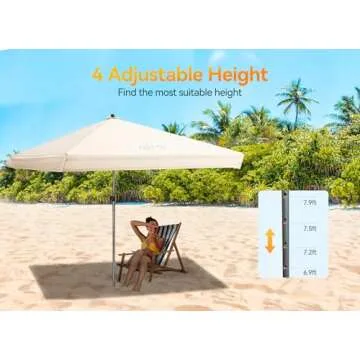 Vibemo Beach Cabana with Side Wall and Adjustable Heights