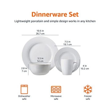 Amazon Basics Porcelain Dinnerware Set - Service for 4