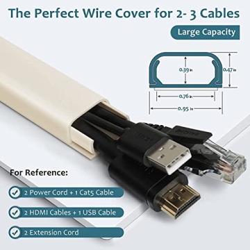 Cable Hider Raceway Kit - 68in Wire Hiders for Seamless Organization