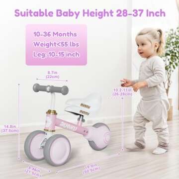 AyeKu Baby Balance Bike for 1 Year Old Boys Girls 12-24 Month Toddler Balance Bike, 3 Wheels Toddler First Bike, First Birthday Gifts-Pink
