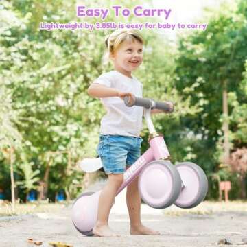 AyeKu Baby Balance Bike for 1 Year Old Boys Girls 12-24 Month Toddler Balance Bike, 3 Wheels Toddler First Bike, First Birthday Gifts-Pink