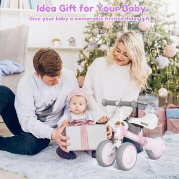 AyeKu Baby Balance Bike for 1 Year Old Boys Girls 12-24 Month Toddler Balance Bike, 3 Wheels Toddler First Bike, First Birthday Gifts-Pink