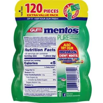 Buy Mentos Pure Fresh Spearmint Sugar-Free Gum 120 Pieces