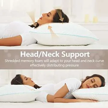 Smilereve Pillows Queen Size Set of 2 Cooling Memory Foam Pillows for Sleeping Adjustable Medium Firm Back and Side Sleeper