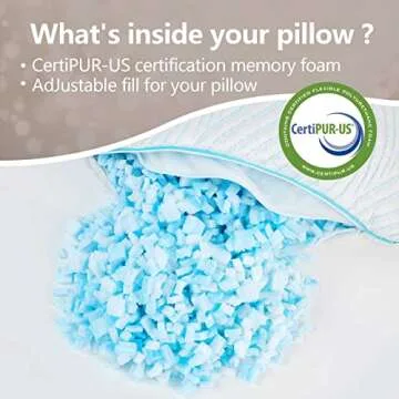 Smilereve Pillows Queen Size Set of 2 Cooling Memory Foam Pillows for Sleeping Adjustable Medium Firm Back and Side Sleeper