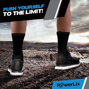 POWERLIX Ankle Orthopedic Brace Compression Support Sleeve (Pair) for Plantar Fasciitis, Swelling, T...