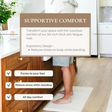 Anti Fatigue Mat by Laurel Lane Co. – Designer Anti Fatigue Mats for Kitchen Floor, Kitchen Mats for Floor, Desk Mat – Cushioned 0.75" Thick – Stain Resistant – Non-Skid Bottom – 20" x 39"