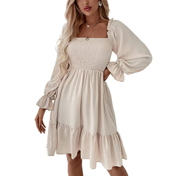LYANER Puff Sleeve Midi Dress Stylish Comfort for All
