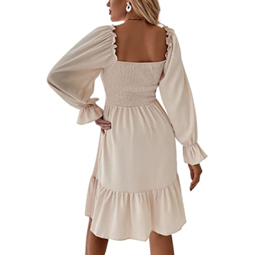 LYANER Puff Sleeve Midi Dress Stylish Comfort for All