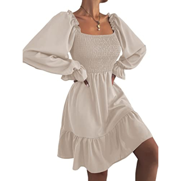 LYANER Puff Sleeve Midi Dress Stylish Comfort for All