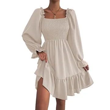 LYANER Puff Sleeve Midi Dress Stylish Comfort for All