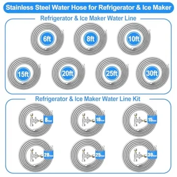 Stainless Steel Braided Refrigerator Water Line - 20 FT