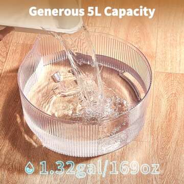 Vekonn Dog Water Fountain, 5L/169oz Pet Water Fountain with Transparent Design and 3 Filters, Dog Fountain with Quiet Pump Ideal for Dogs, Cats and Multi-pet households