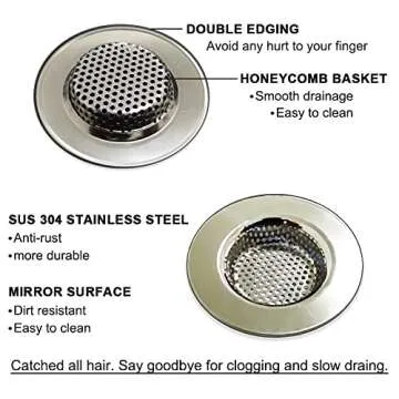 Seatery Durable Stainless Steel Drain Strainers for Bathtub