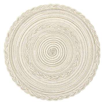 SHACOS Boho Round Placemats Set of 8 Braided Border Round Place Mats 15 inch Washable Dining Table M...