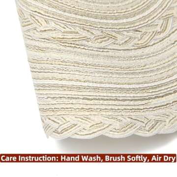 SHACOS Boho Round Placemats Set of 8 Braided Border Round Place Mats 15 inch Washable Dining Table Mats for Home Wedding Holiday Party (Ivory Bordered, 8)