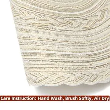 SHACOS Boho Round Placemats Set of 8 Braided Border Round Place Mats 15 inch Washable Dining Table Mats for Home Wedding Holiday Party (Ivory Bordered, 8)