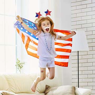 Adurself 72 Pieces Fourth/4th of July Party Accessories Patriotic Party Favor Supplies, Include 6 Head Boppers, 6 Bead Necklaces, 36 Temporary Tattoo, 12 Mustache for Independence Day Party Props Deco