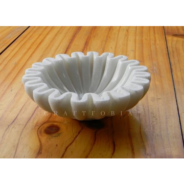 CRAFTFOBIA HandCrafted Marble Bowl/Antique Scallop Bowl/Fruit Bowl/Vintage Ring Dish/Decorative Ruffle Flower Bowl/HouseWarming Wedding Gift/Urli (6)