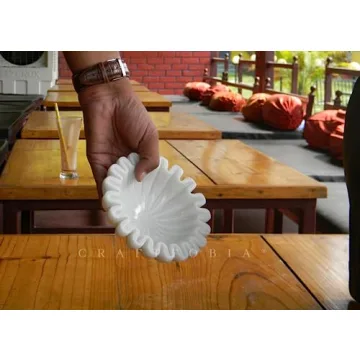 CRAFTFOBIA HandCrafted Marble Bowl/Antique Scallop Bowl/Fruit Bowl/Vintage Ring Dish/Decorative Ruffle Flower Bowl/HouseWarming Wedding Gift/Urli (6)