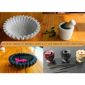 CRAFTFOBIA HandCrafted Marble Bowl/Antique Scallop Bowl/Fruit Bowl/Vintage Ring Dish/Decorative Ruffle Flower Bowl/HouseWarming Wedding Gift/Urli (6)