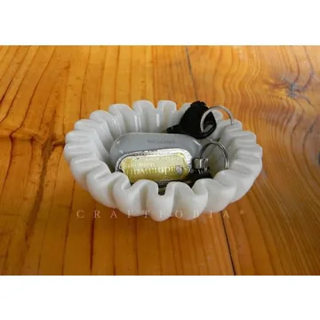 CRAFTFOBIA HandCrafted Marble Bowl/Antique Scallop Bowl/Fruit Bowl/Vintage Ring Dish/Decorative Ruffle Flower Bowl/HouseWarming Wedding Gift/Urli (6)