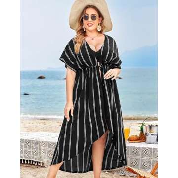 IN'VOLAND Plus Size Long Beach Cover Up for Women