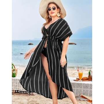 IN'VOLAND Plus Size Long Beach Cover Up for Women