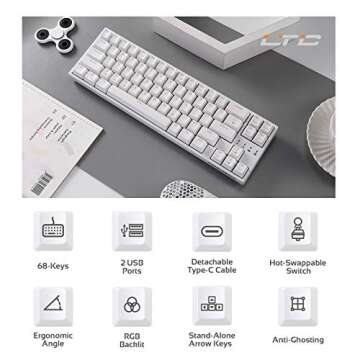 LTC NB681 Nimbleback Wired 65% Mechanical Keyboard, RGB Backlit Ultra-Compact 68 Keys Gaming Keyboar...