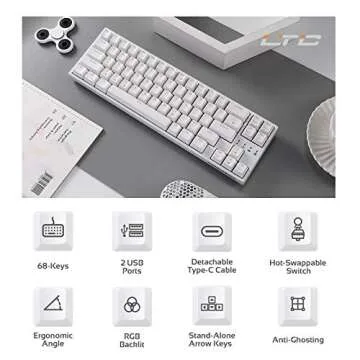 LTC NB681 Nimbleback Wired 65% Mechanical Keyboard, RGB Backlit Ultra-Compact 68 Keys Gaming Keyboar...