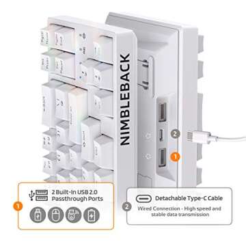 LTC NB681 Nimbleback Wired 65% Mechanical Keyboard, RGB Backlit Ultra-Compact 68 Keys Gaming Keyboard with Hot-Swappable Switch and Stand-Alone Arrow/Control Keys (Hot Swappable Red Switch, White)