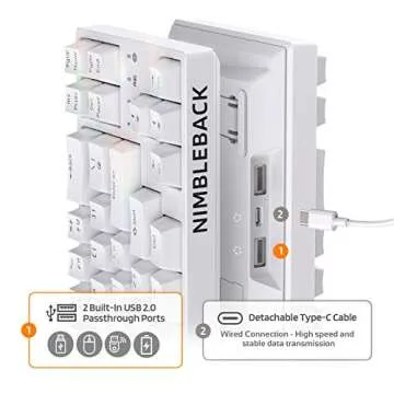 LTC NB681 Nimbleback Wired 65% Mechanical Keyboard, RGB Backlit Ultra-Compact 68 Keys Gaming Keyboard with Hot-Swappable Switch and Stand-Alone Arrow/Control Keys (Hot Swappable Red Switch, White)