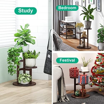Sturdy 3-Tier Bamboo Plant Stand Indoor Outdoor Use